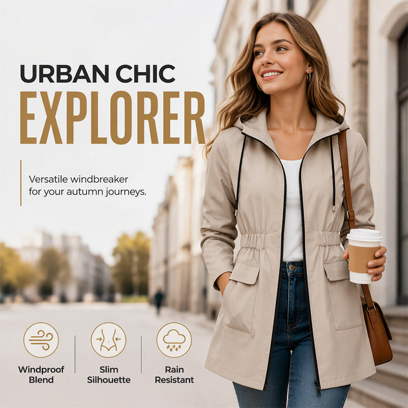 Women's Water Resistant Hooded Rain Jacket mysite