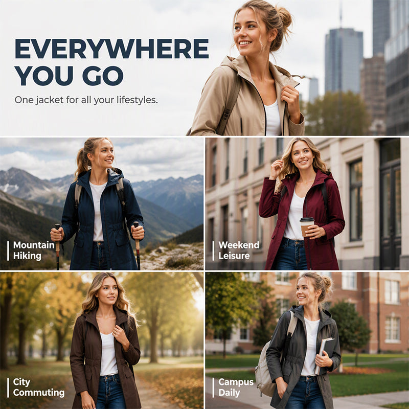Women's Water Resistant Hooded Rain Jacket mysite