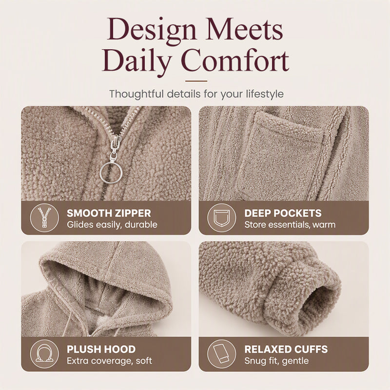 Women's Loose Sherpa Hoodie Sweatshirt mysite