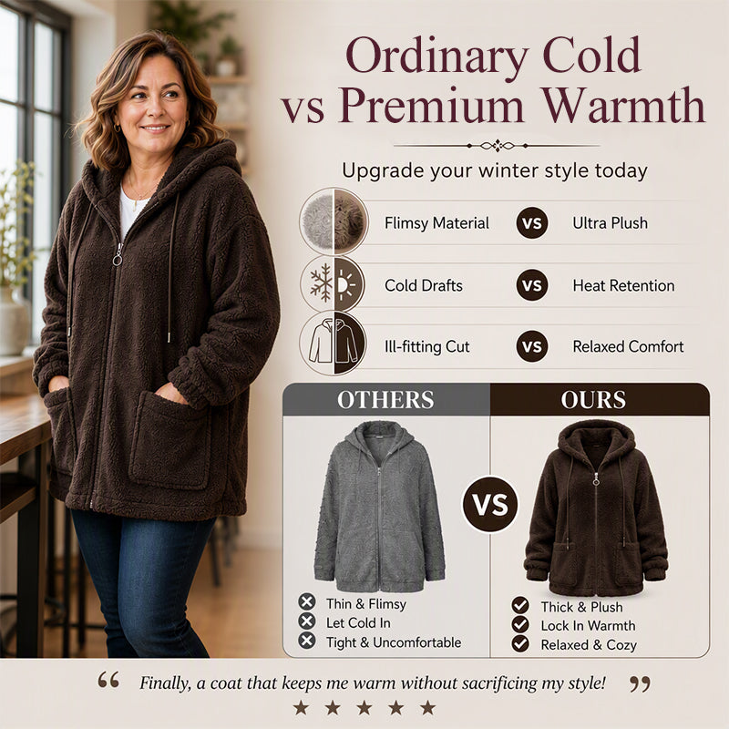 Women's Loose Sherpa Hoodie Sweatshirt mysite