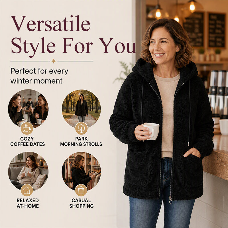 Women's Loose Sherpa Hoodie Sweatshirt mysite