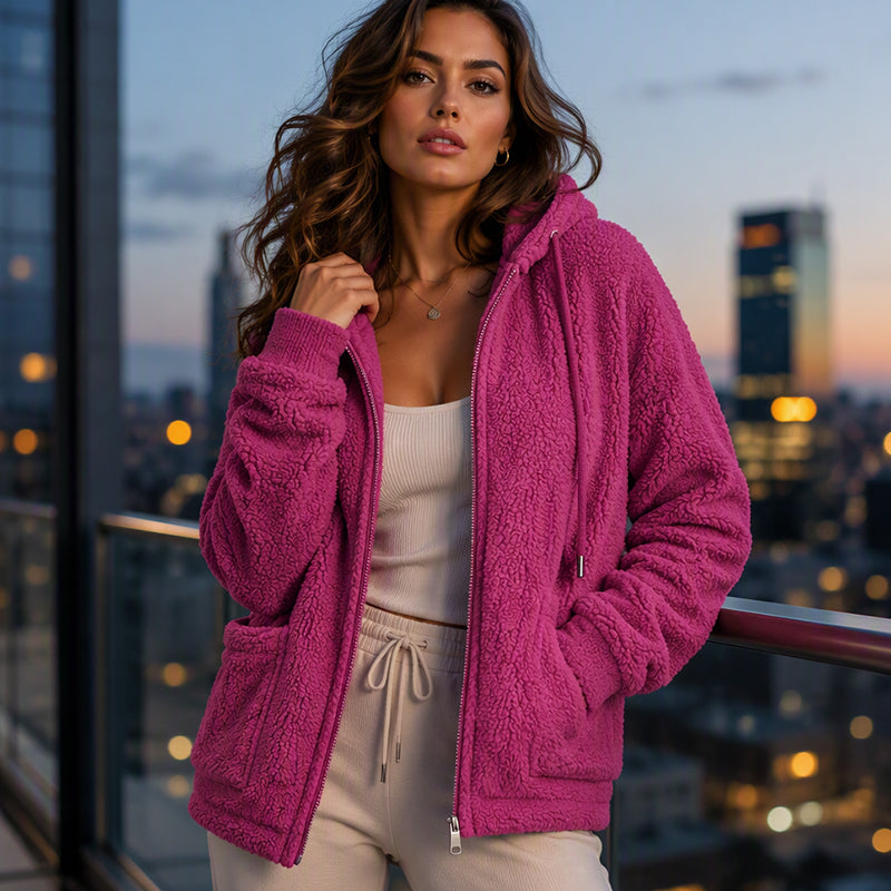 Women's Loose Sherpa Hoodie Sweatshirt mysite