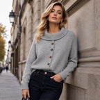 Women's Irregular Collar Knit Cardigan mysite
