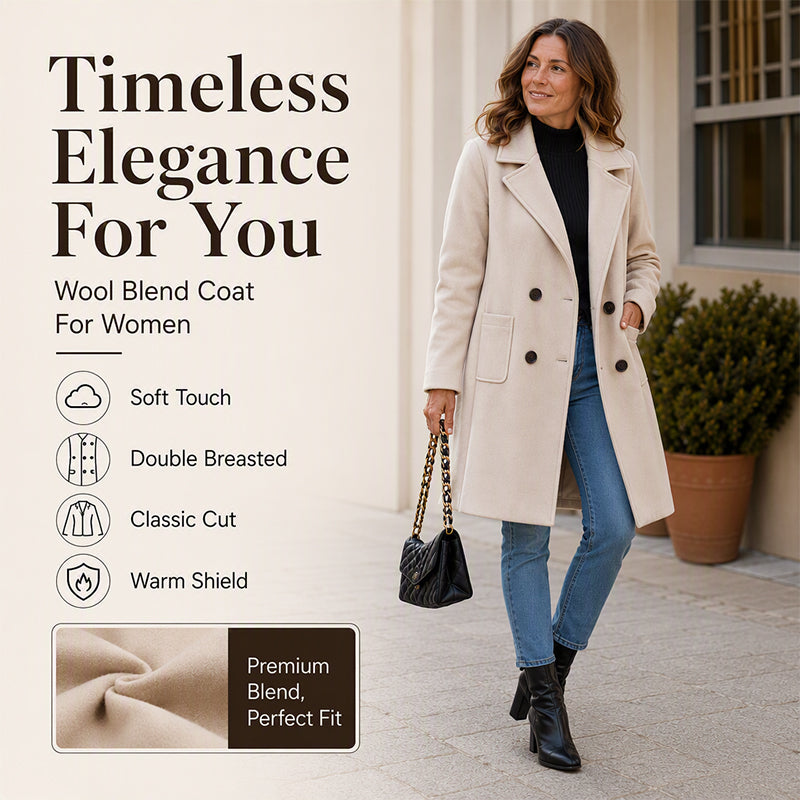 Women's Double Breasted Woolen Coat mysite