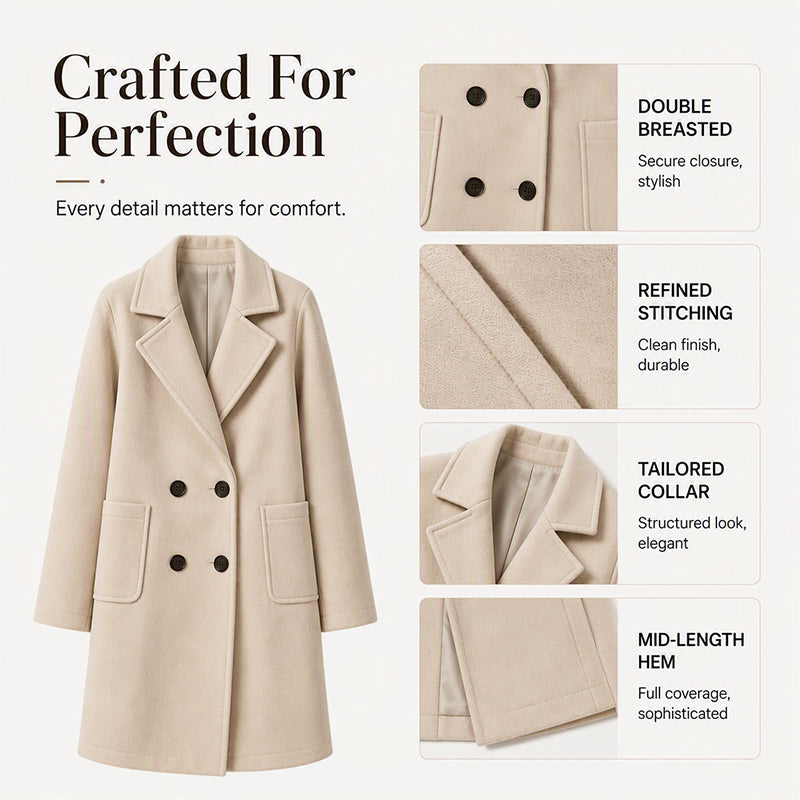 Women's Double Breasted Woolen Coat mysite