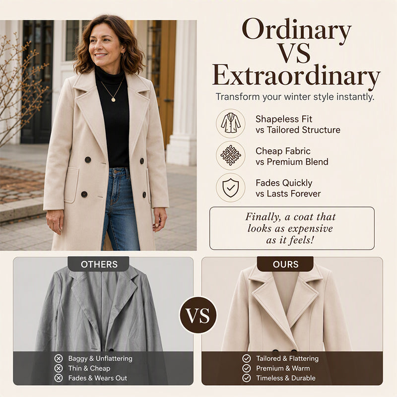 Women's Double Breasted Woolen Coat mysite