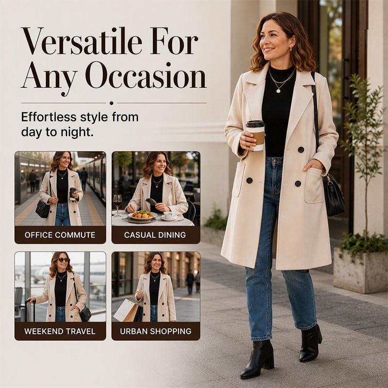 Women's Double Breasted Woolen Coat mysite
