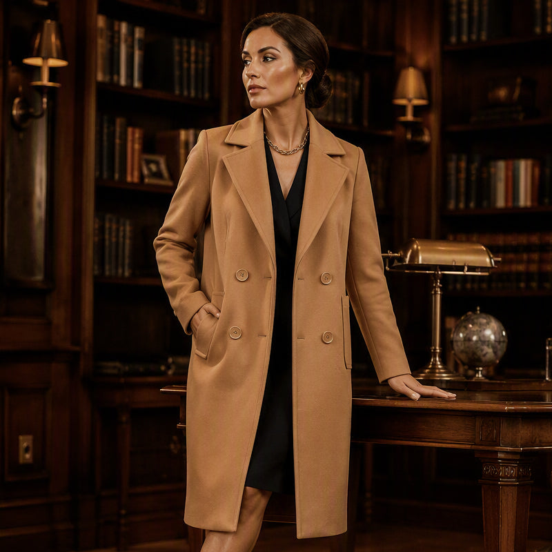 Women's Double Breasted Woolen Coat mysite