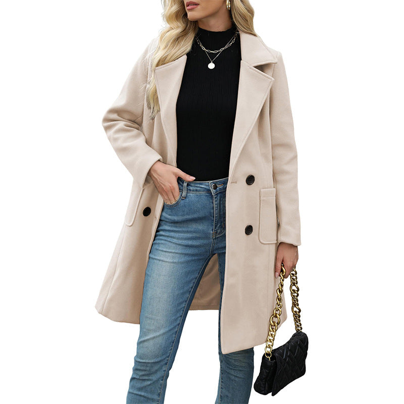Women's Double Breasted Woolen Coat mysite