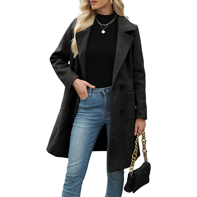Women's Double Breasted Woolen Coat mysite