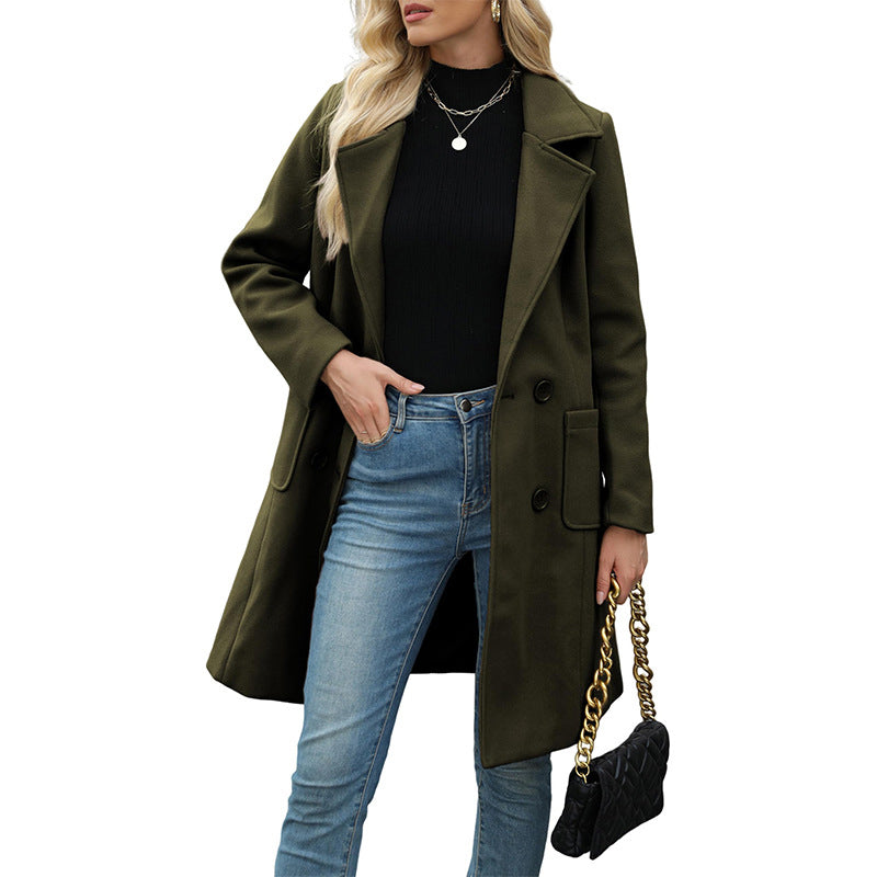Women's Double Breasted Woolen Coat mysite