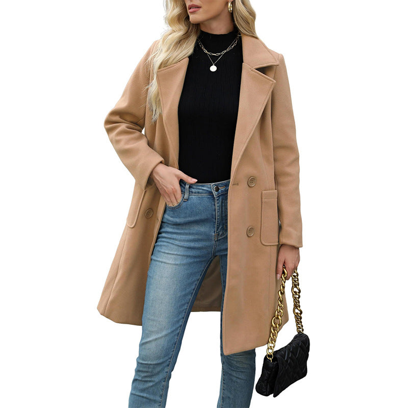 Women's Double Breasted Woolen Coat mysite