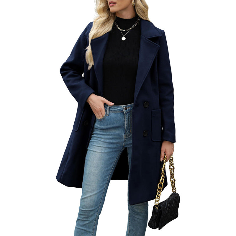 Women's Double Breasted Woolen Coat mysite