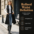Women's Chic Sleeveless Open Front Longline Jacket mysite