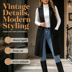 Women's Chic Sleeveless Open Front Longline Jacket mysite