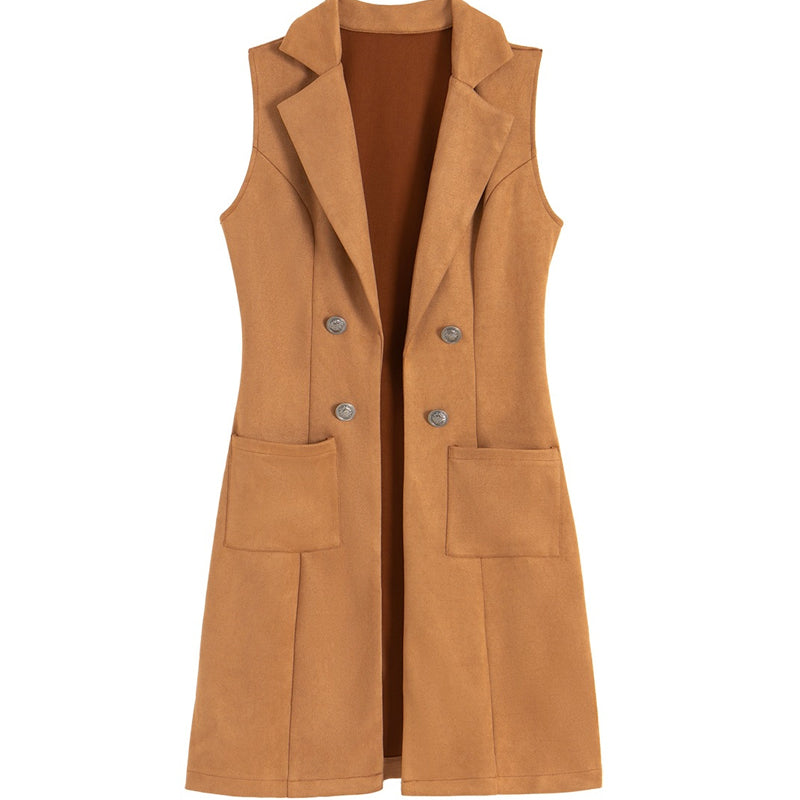 Women's Chic Sleeveless Open Front Longline Jacket mysite