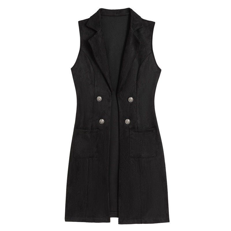 Women's Chic Sleeveless Open Front Longline Jacket mysite