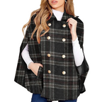 Women Vintage Plaid Cape Coat mysite