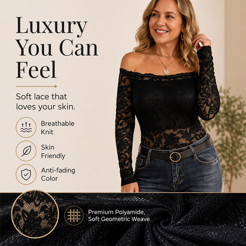 Women's Off-The-Shoulder Lace T-Shirt mysite