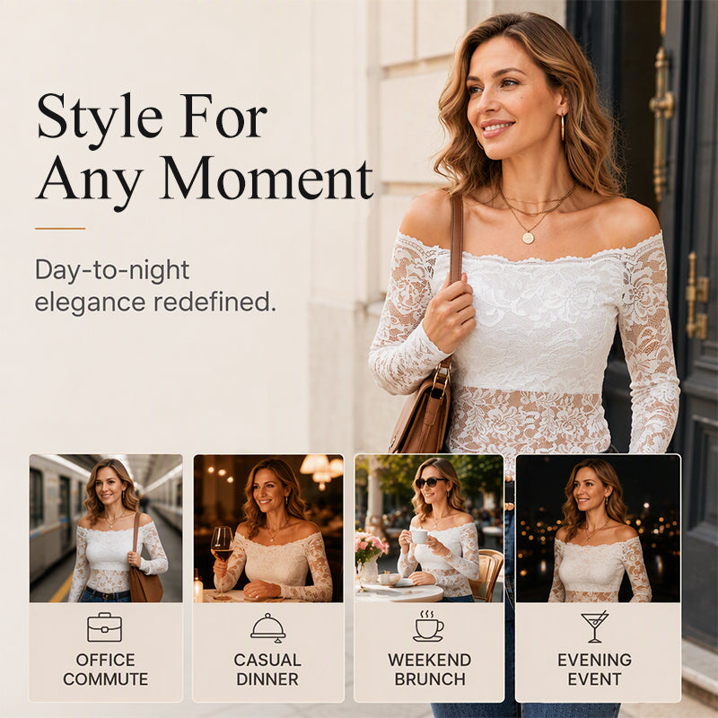 Women's Off-The-Shoulder Lace T-Shirt mysite