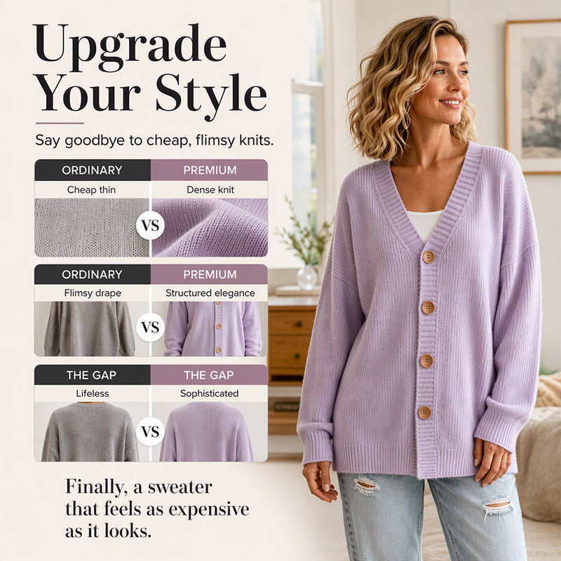 Women's V-Neck Oversized Knit Cardigan mysite
