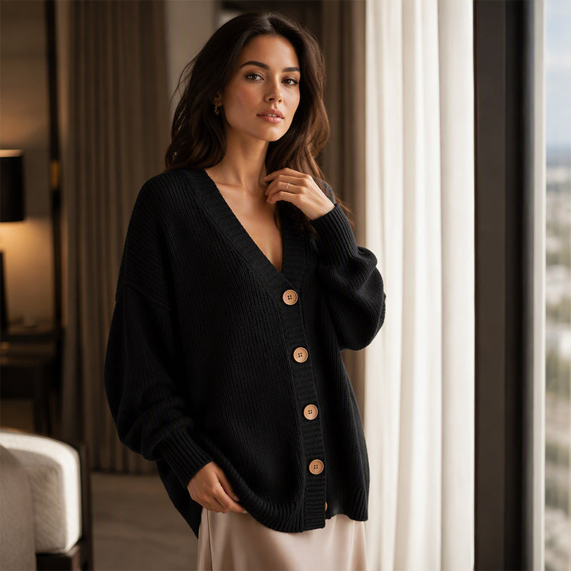Women's V-Neck Oversized Knit Cardigan mysite