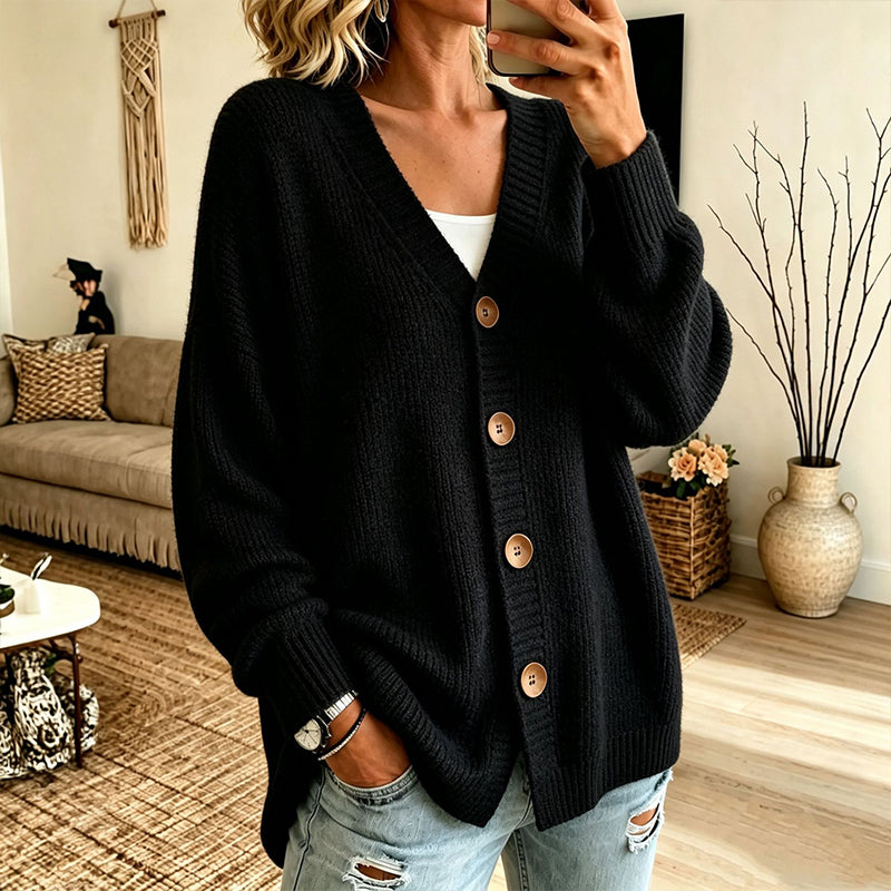 Women's V-Neck Oversized Knit Cardigan mysite