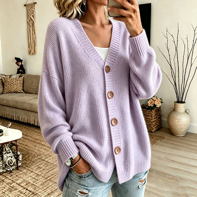 Women's V-Neck Oversized Knit Cardigan mysite