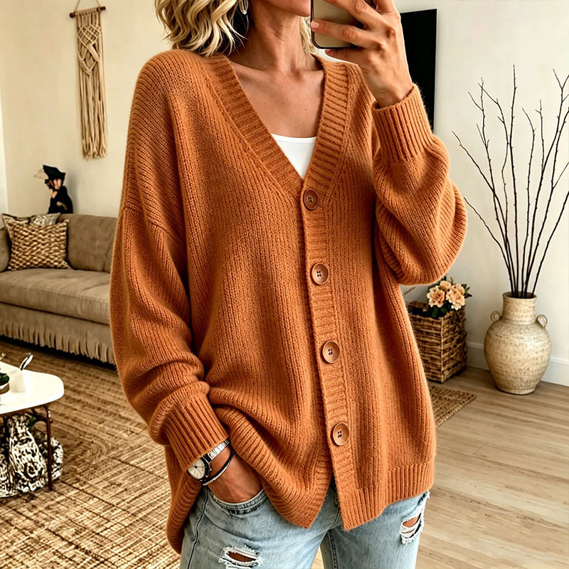 Women's V-Neck Oversized Knit Cardigan mysite