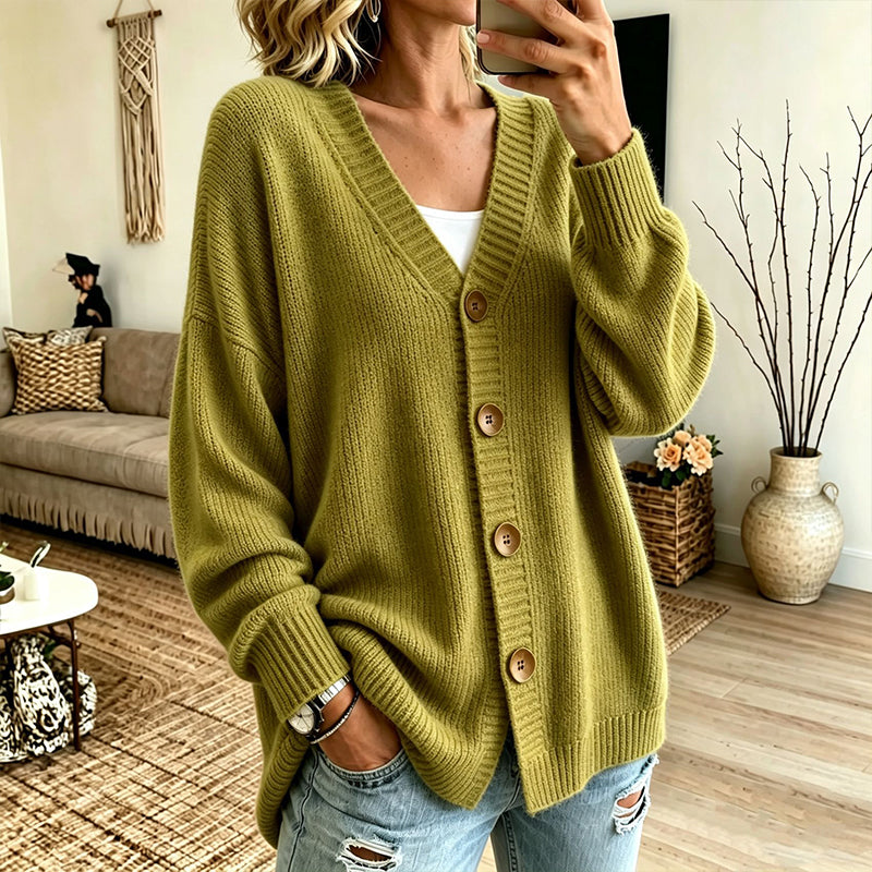 Women's V-Neck Oversized Knit Cardigan mysite