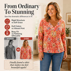 Women's Elegant Floral Print V-Neck Top mysite