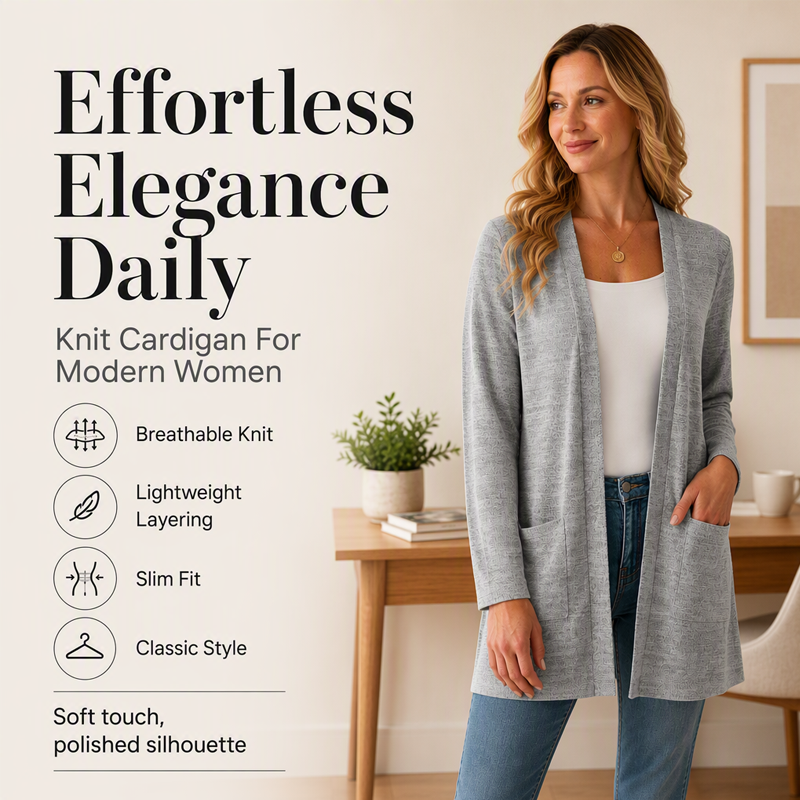 Women's Casual Open Front Cardigan with Pockets mysite