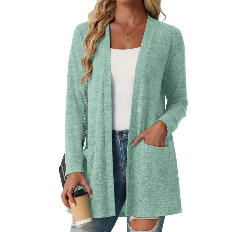 Women's Casual Open Front Cardigan with Pockets mysite
